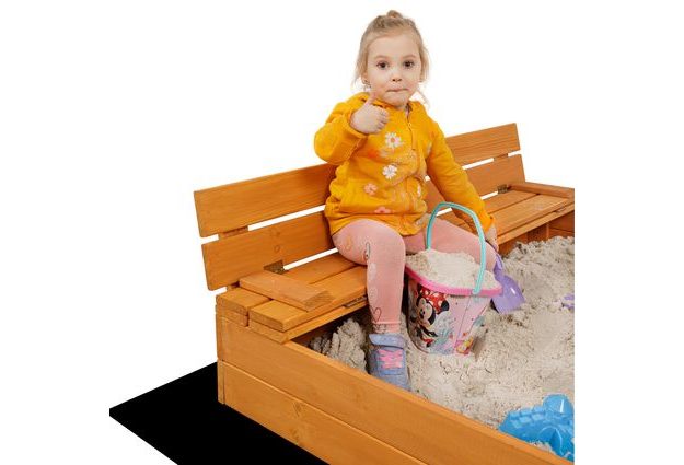 Dětské dřevěné pískoviště se sklápěcími lavičkami