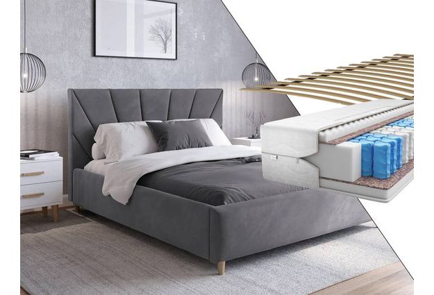 Čalouněná postel Sandy 3 160 x 200 cm s matrací a roštem