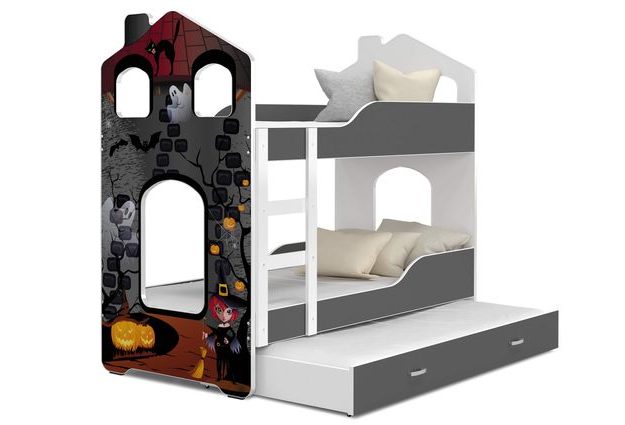 Patrová postel Domek Dominik 3 s přistýlkou 190 x 80 cm + rošt ZDARMA