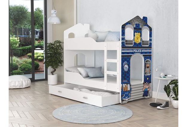 Patrová postel Domek Dominik s šuplíkem 190 x 80 cm + rošt ZDARMA