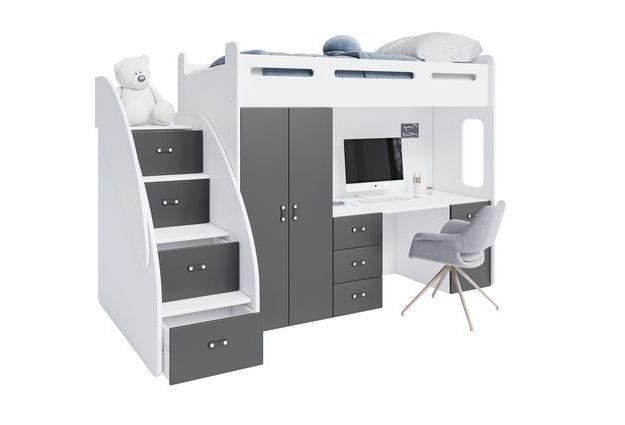 Patrová postel se stolem a skříní Zuzia Plus 80x200 cm + rošt ZDARMA