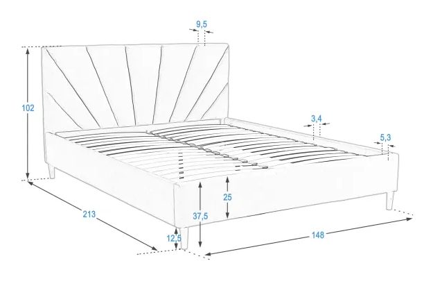 Čalouněná postel Sandy 3 140 x 200 cm s matrací a roštem