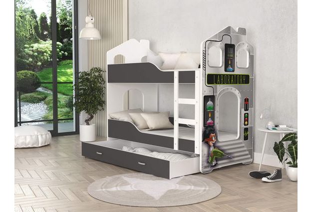 Patrová postel Domek Dominik s šuplíkem 190 x 80 cm + rošt ZDARMA