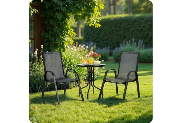 Zahradní křesla Sofia v černé barvě – sada 4 ks Elegantní a pohodlné posezení pro vaši zahradu či terasu