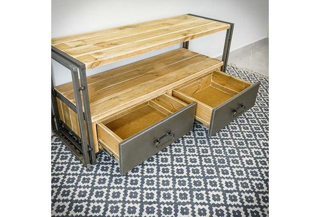 TV stolek Steel wood se dvěma šuplíky