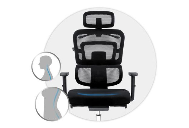 Kancelářská židle Nicea – pohodlné čalouněné sedadlo a síťovaný opěrák