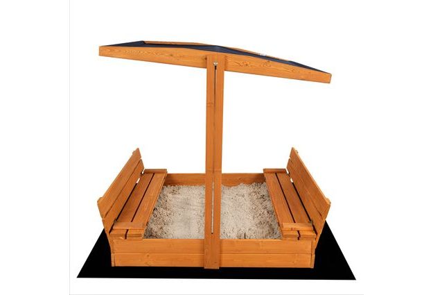 Impregnované pískoviště pro děti s lavičkami a stříškou, uzavíratelné pro ochranu písku, ideální pro zahradu a venkovní hraní