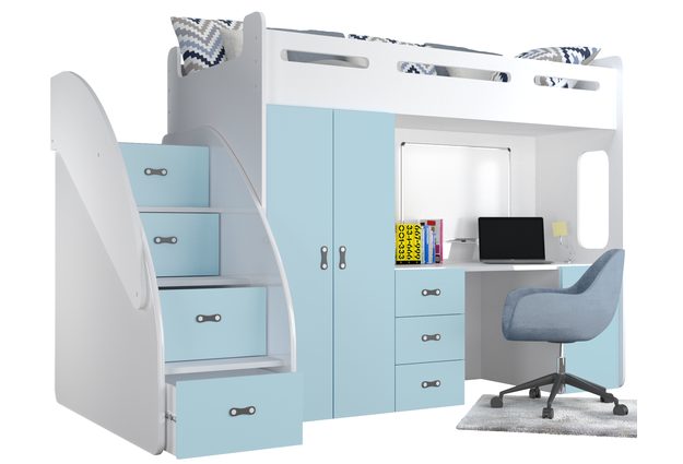 Patrová postel se stolem a skříní Zuzia Plus 80x200 cm + rošt ZDARMA