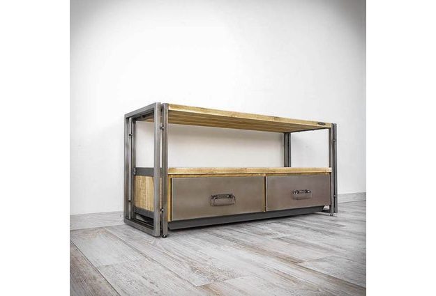 TV stolek Steel wood se dvěma šuplíky