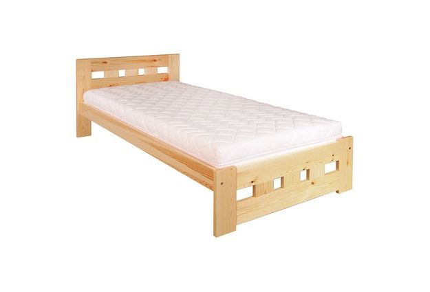 Borovicová postel LK145 100 x 200 cm - surové dřevo