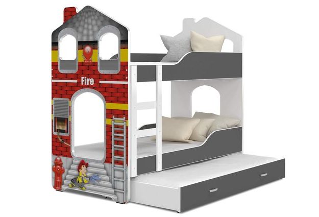 Patrová postel Domek Dominik 3 s přistýlkou 190 x 80 cm + rošt ZDARMA