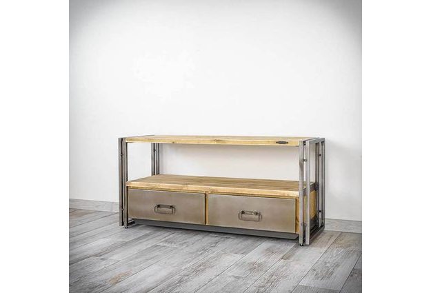 TV stolek Steel wood se dvěma šuplíky