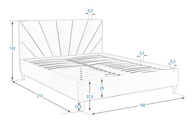 Čalouněná postel Sandy 3 160 x 200 cm s matrací a roštem