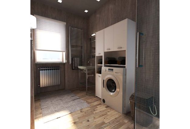 Malá koupelnová sestava s regálem na pračku Stivo 2