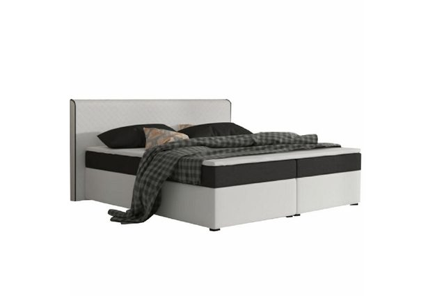 Komfortní postel, černá látka / bílá ekokůže, 160x200, NOVARA KOMFORT