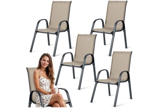 Zahradní křesla Sofia v béžové barvě – sada 4 ks Elegantní a pohodlné posezení pro vaši zahradu či terasu