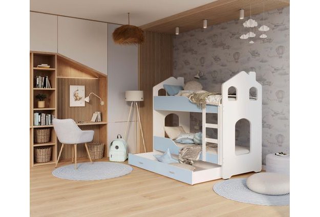 Patrová postel Domek Dominik s šuplíkem 190 x 80 cm + rošt ZDARMA