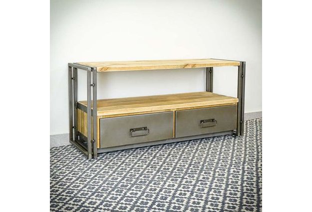 TV stolek Steel wood se dvěma šuplíky