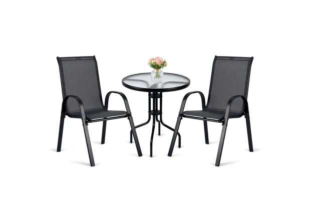 Elegantní set Sofia 2+1 v černém provedení – stylová volba pro každou terasu