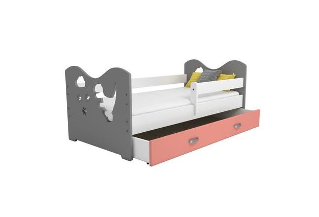 Dětská postel Micky 80x160 cm, dinosaur s roštem a šuplíkem ZDARMA