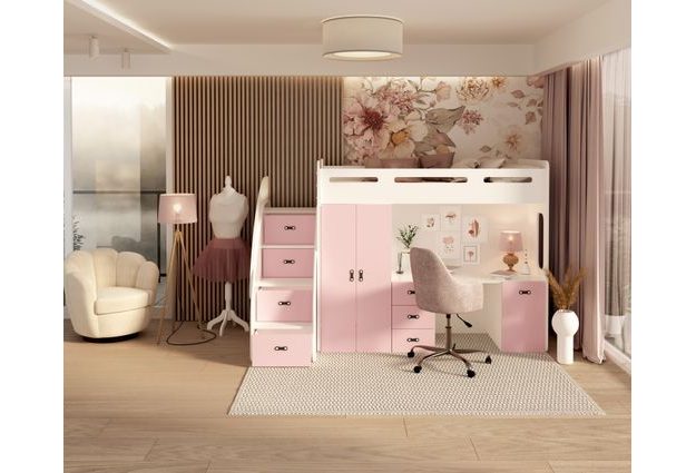 Patrová postel se stolem a skříní Zuzia Plus 80x200 cm + rošt ZDARMA