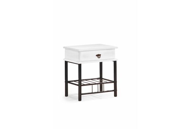 Noční stolek Fiona, bílý/černý s úložným prostorem