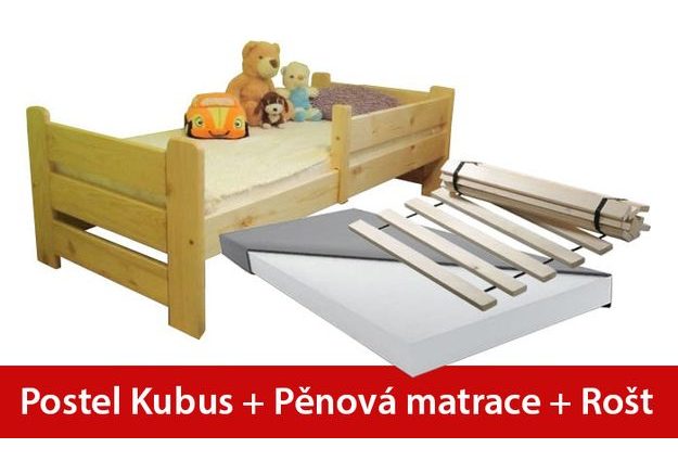 Postel KUBUS 80 x 160 cm + pěnová matrace + rošt