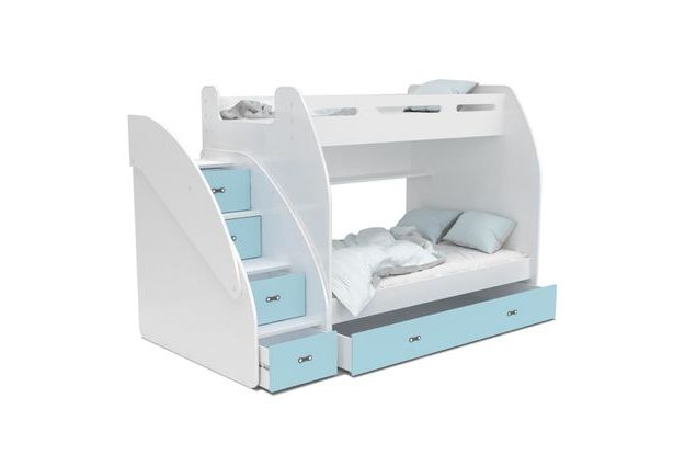 Dvoupatrová postel s úložným prostorem a schody Zuzia 90/120x200 cm + rošt ZDARMA