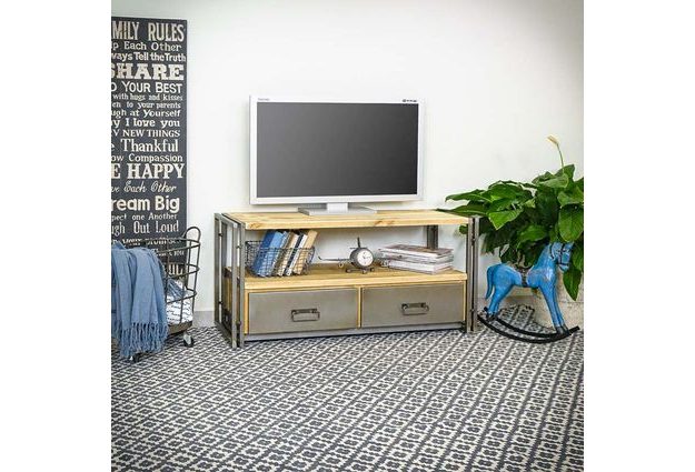 TV stolek Steel wood se dvěma šuplíky