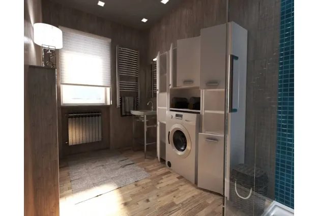 Velká koupelnová sestava s regálem na pračku Stivo 1