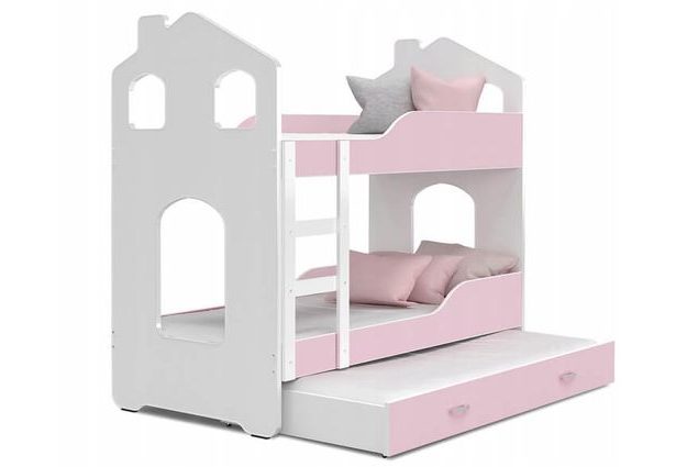 Patrová postel Domek Dominik 3 s přistýlkou 190 x 80 cm + rošt ZDARMA