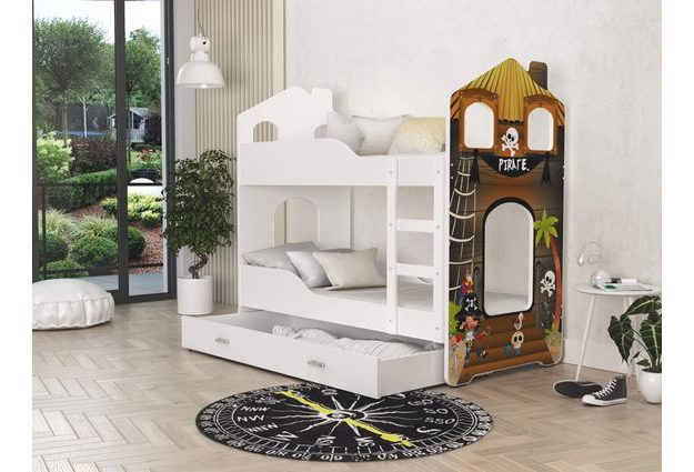 Patrová postel Domek Dominik s šuplíkem 190 x 80 cm + rošt ZDARMA