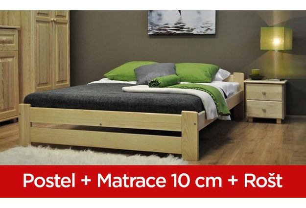 POSTEL NIKA 160 x 200 + PĚNOVÁ MATRACE + ROŠT