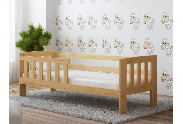 Set dřevěná dětská postel Ala 160x70 se zábranou+matrace + rošt ZDARMA