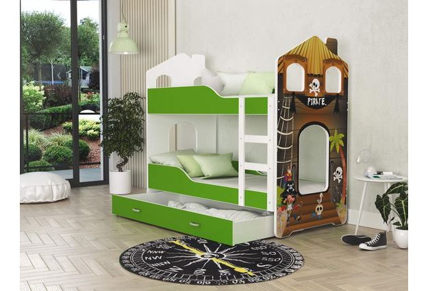 Patrová postel Domek Dominik s šuplíkem 160 x 80 cm + rošt ZDARMA