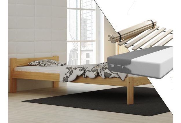 Masivní postel Naba 80 x 200 cm + matrace a rošt zdarrna