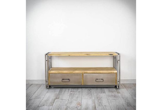 TV stolek Steel wood se dvěma šuplíky