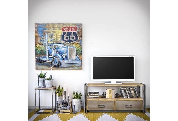 TV stolek Steel wood se dvěma šuplíky