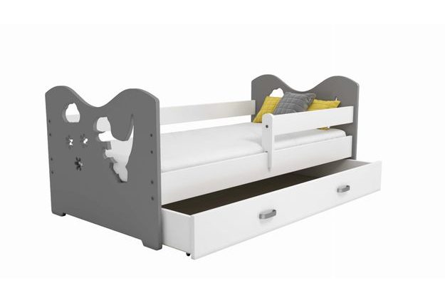 Dětská postel Micky 80x160 cm, dinosaur s roštem a šuplíkem ZDARMA