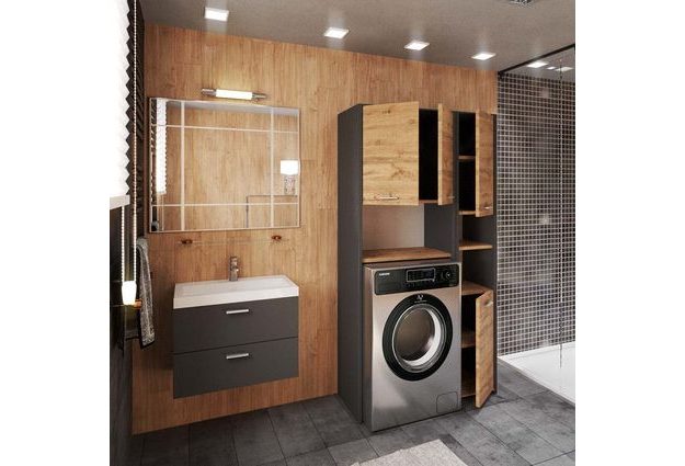 Malá koupelnová sestava s regálem na pračku Stivo 2