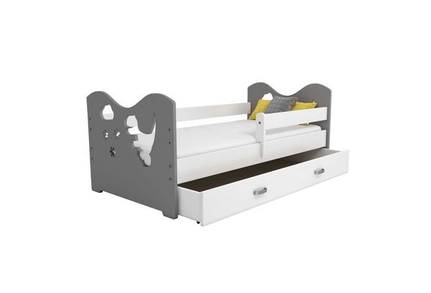 Dětská postel Micky 80x160 cm, dinosaur s roštem a šuplíkem ZDARMA