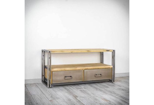 TV stolek Steel wood se dvěma šuplíky