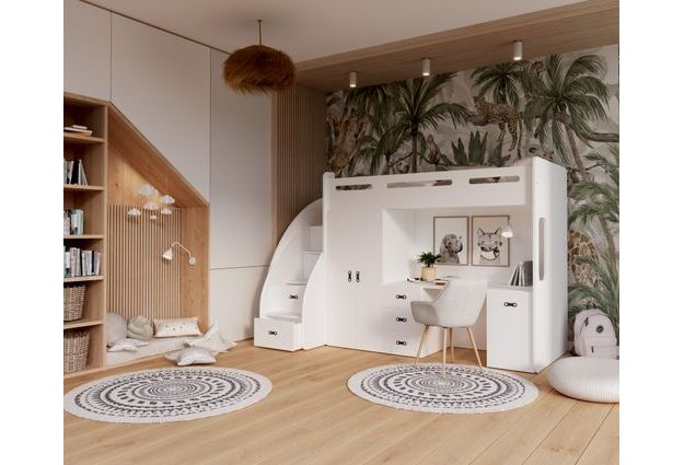 Patrová postel se stolem a skříní Zuzia Plus 80x200 cm + rošt ZDARMA