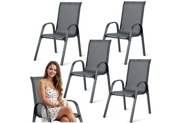 Zahradní křesla Sofia v antracitové barvě – sada 4 ks Elegantní a pohodlné posezení pro vaši zahradu či terasu