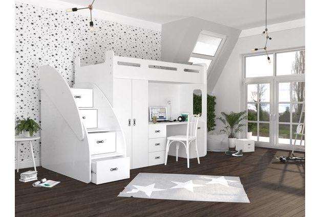 Patrová postel se stolem a skříní Zuzia Plus 80x200 cm + rošt ZDARMA