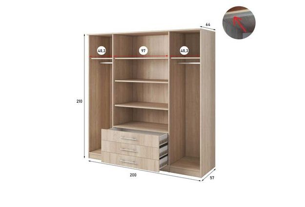 Šatní postel SZANTAL 4D 200 cm, se zrcadlem