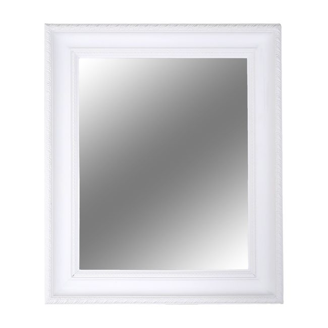 Dřevěné nástěnné zrcadlo Malkia 2, bílé - Zrcadlo Malkia Typ 2
