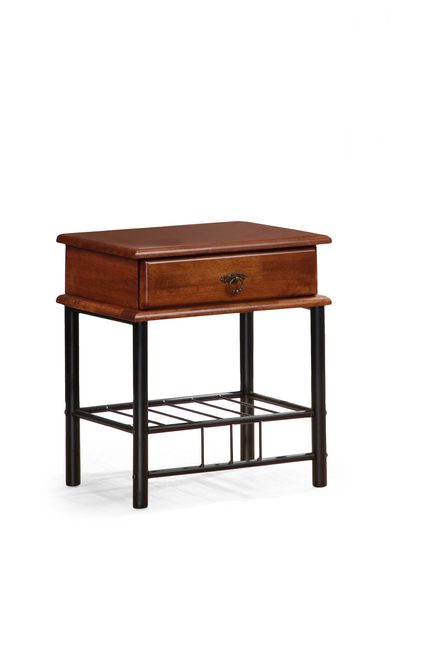 Noční stolek FIONA, barva starožitné třešně / černá - Noční stolek Fiona, starožitná třešeň/černá