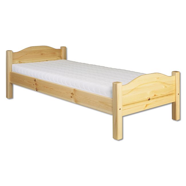 Borovicová postel LK128 100 x 200 cm - surové dřevo