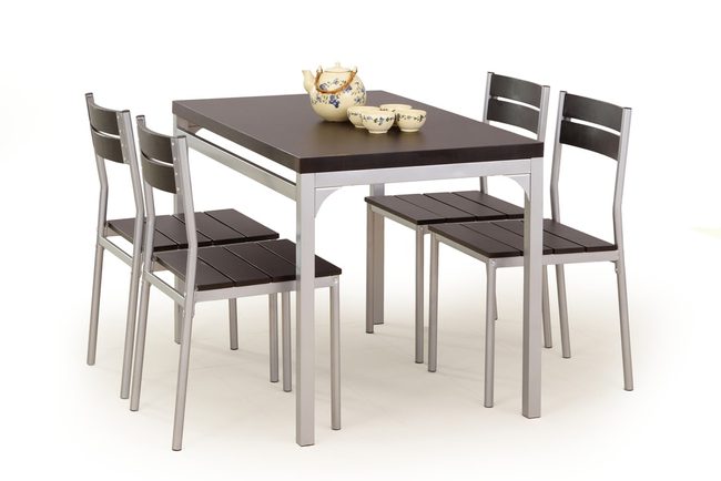 Jídelní sestava stolu a 4 židlí MALCOLM v odstínu wenge - Jídelní sestava a 4 židlí Malcolm